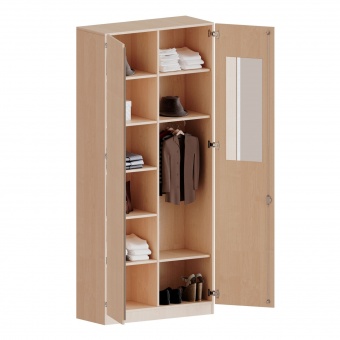 Garderobenschrank, 6 OH, 2 Türen, abschließbar, Gaderobe/Fachboden B/H/T 100x226x40cm 